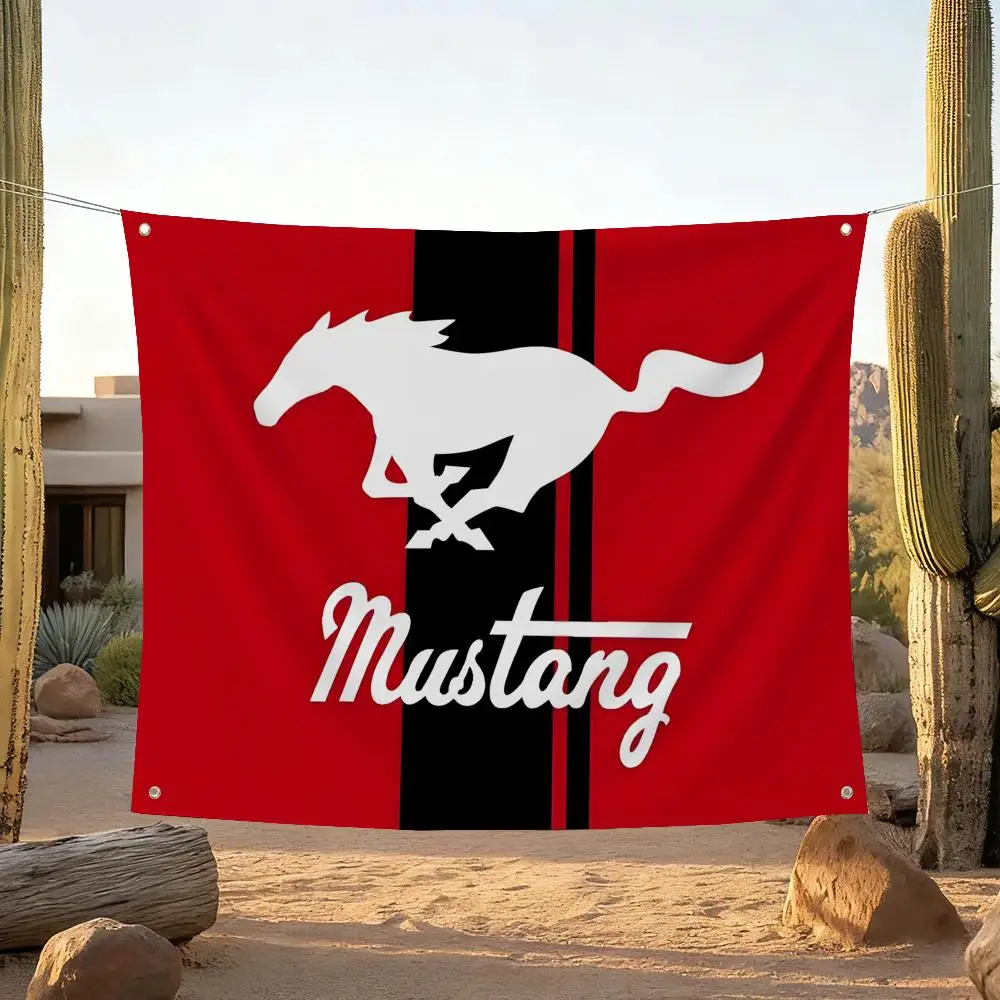 F-Ford Mustang Flags Home Yard & Garden Decor Banner - Indoor Outdoor Wall Hanging Flag
