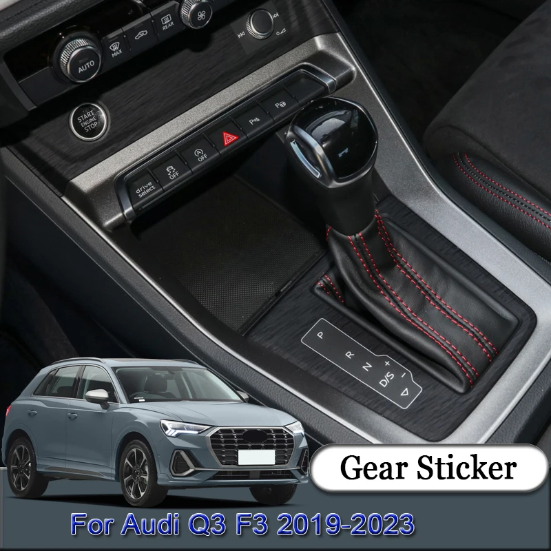 

For Audi Q3 F3 2019-2023 Car Gear Panel Sticker Gear Box Protective Film Carbon Fiber Black Car Interior Sticker Car Accessories