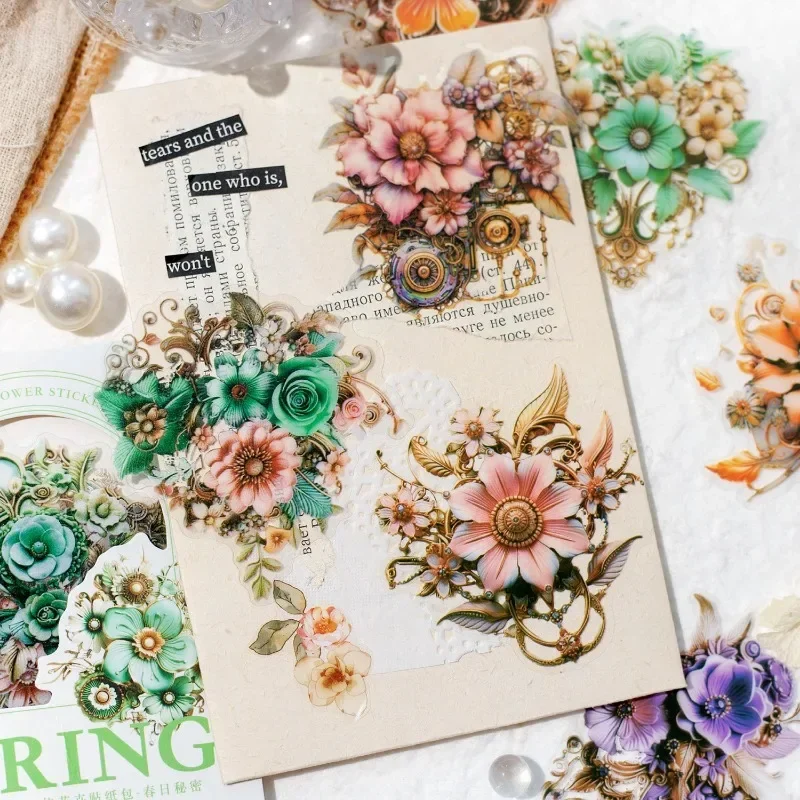 

20Sheets Sticker Pack Spring Flowers Collection Three-dimensional Flower Handbook Decoration Material Scrapbook 138*87mm