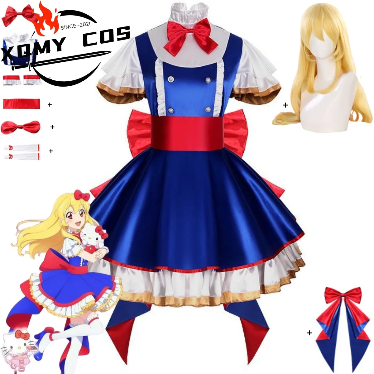 

XQAnime Aikatsu！Hoshimiya Ichigo Cosplay Costume Princess Dress Lolita Skirt Wig Adult Woman Cute Halloween Christmas Suit