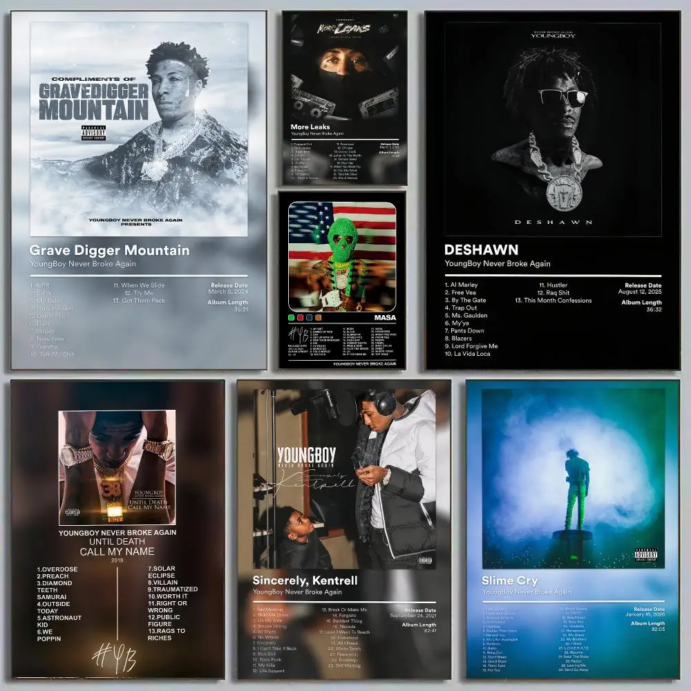 Singer YoungBoy Never BrokeAgain Album Poster HD Wall Art Aesthetic Decor for Living Room Bedroom Office Stylish Gift