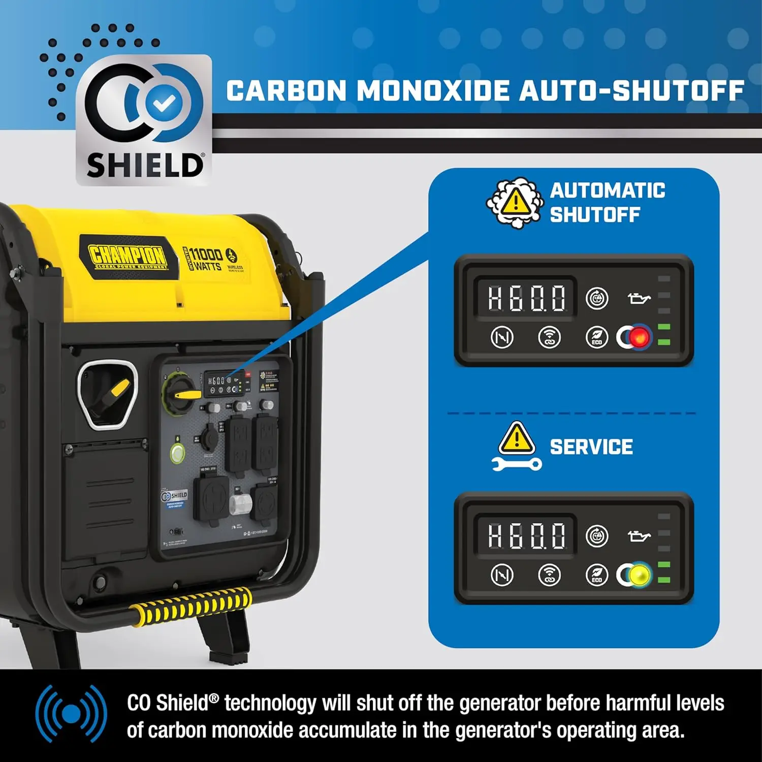 11,000-Watt Wireless Remote Start Home Backup Portable Inverter Generator with Quiet Technology and CO Shield