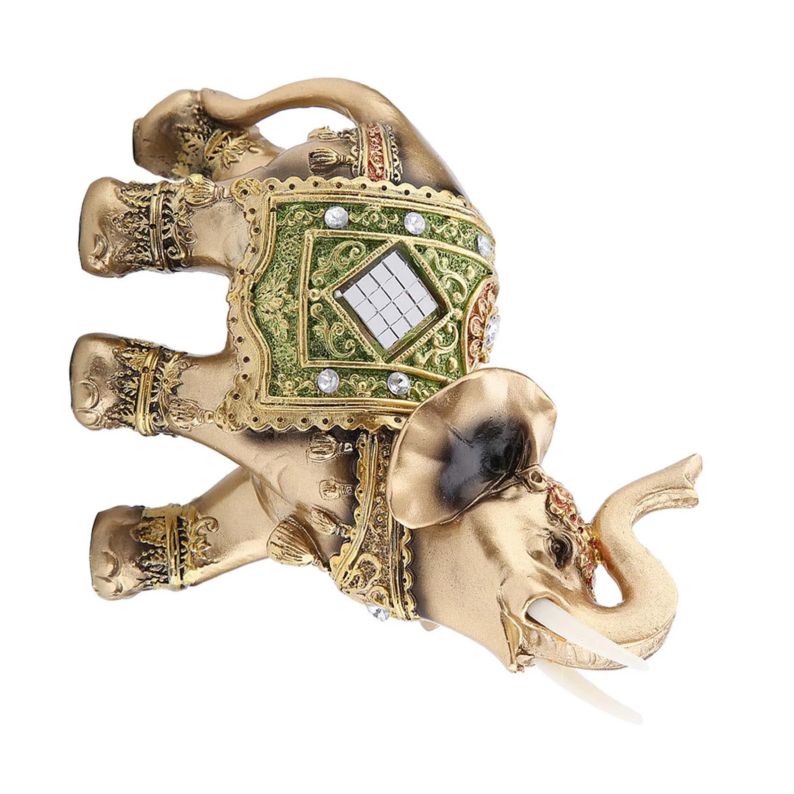 محظوظ فنغ شوي الأخضر الفيل تمثال النحت الثروة تمثال هدية ديكور المنزل حجم كبير 13.5*6*14 سنتيمتر مادة الراتنج ل