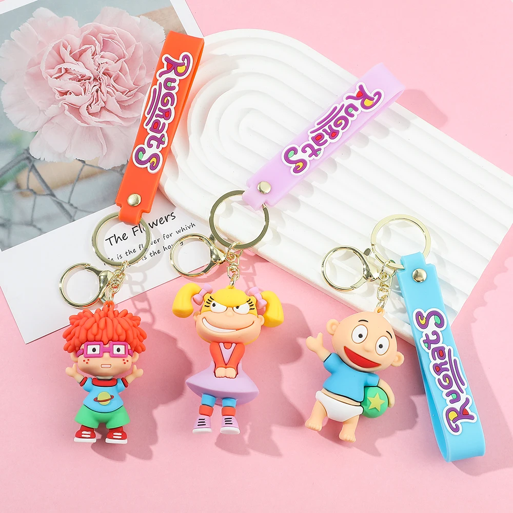 Anime Kawaii Rugrats in Paris Naughty Soldier Key Chain Cartoon Character Cute Pendant Hanging Car Gifts