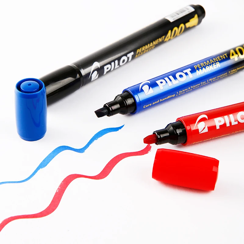 4 Pcs/Lot PILOT Markers SCA-400/SCA-100 Permanent Marker Pen Waterproof Ink Black Blue Red Green Oil Ink 1/4mm Graffiti Marker