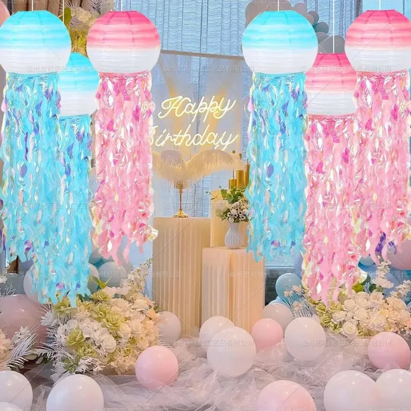 New Top Quality Mermaid Jellyfish Ocean-Themed Decorative Party Paper Lanterns with Steel Wire for Festive Lighting view 4