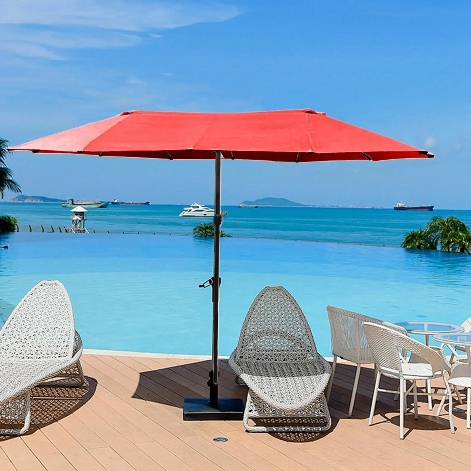 Umbrella Canopy Replacement 12 Ribs 8.86ft Waterproof UPF30 Triple Parasol Top Cover Umbrella Fabric Replacement for Backyard