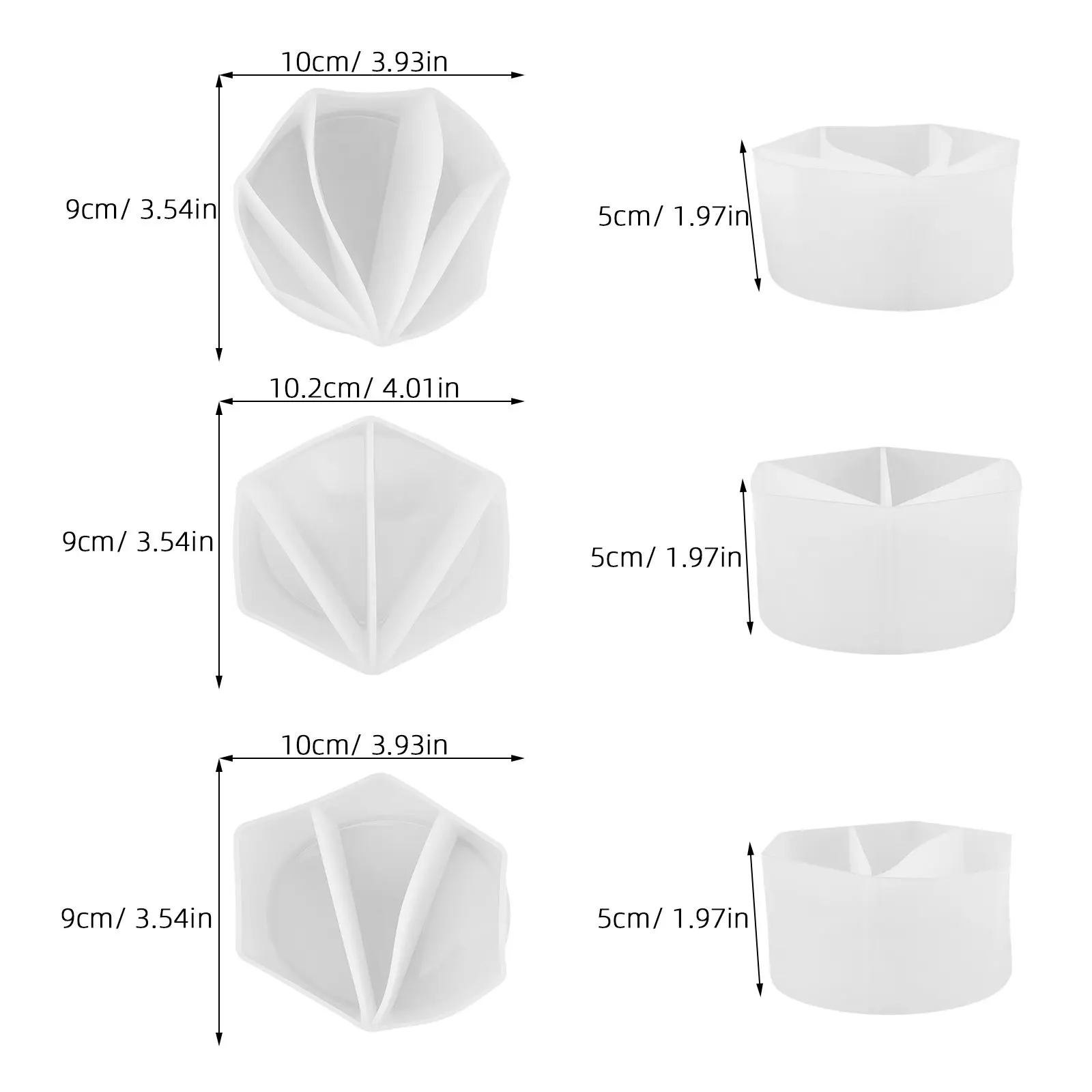 3Pcs Reusable Silicone Split Cups Fluid Art Paint Pouring Resin Mixing Cup Set with Built-in Dividers for Artists Beginners