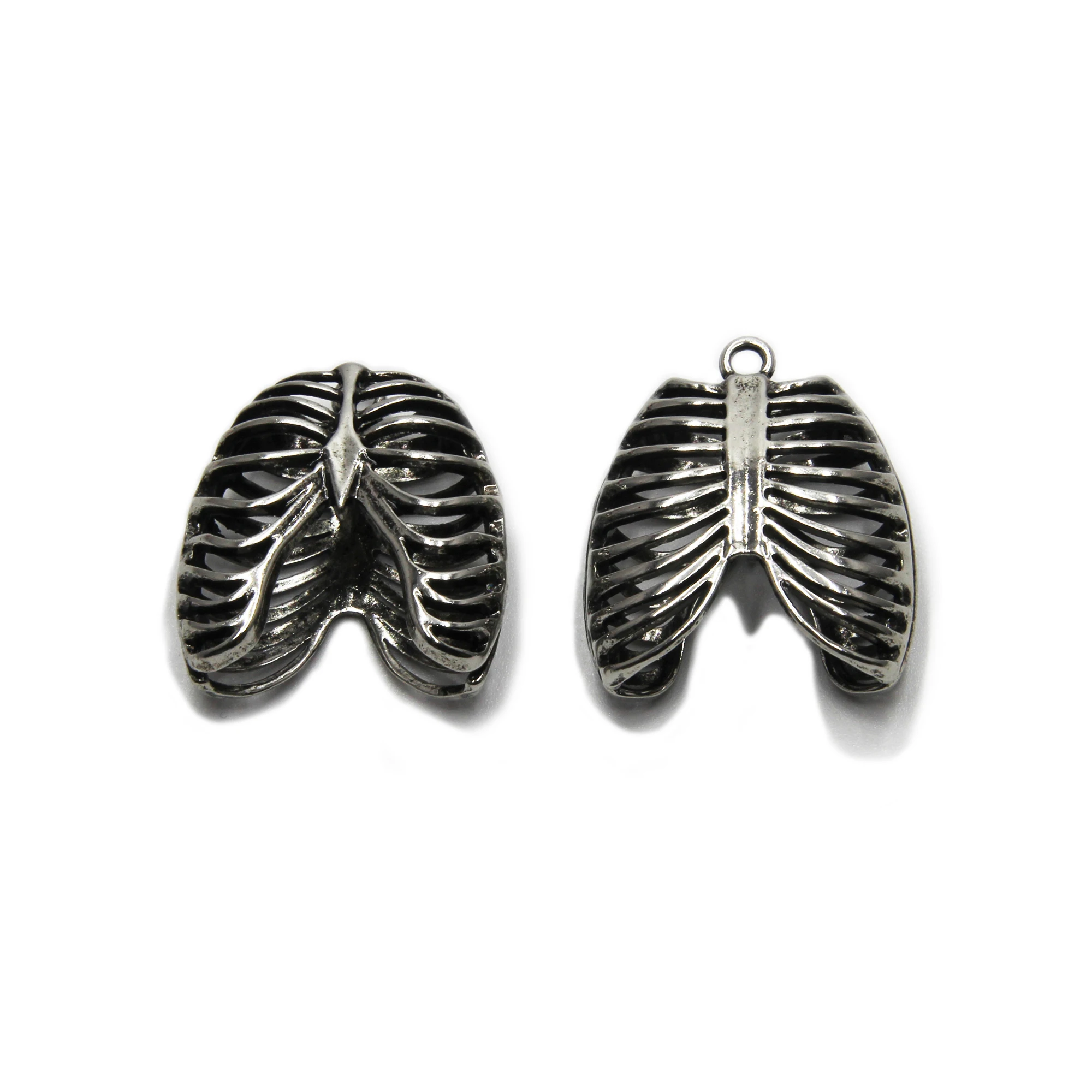 2pcs 3D Large Ribcage Charms Antique Tibetan Silver Tone Zinc Alloy 40*30mm