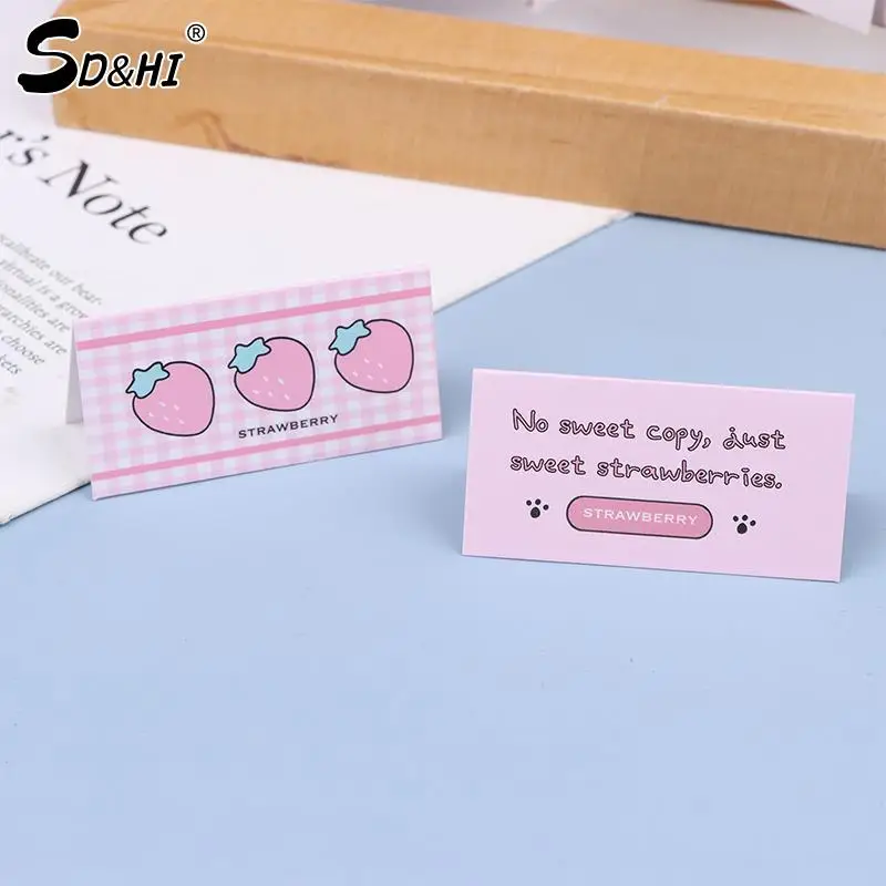 10PCS Korean Instagram Cute Strawberry Small Card Head Double sided Folding Gift Decoration Card Packaging Materials