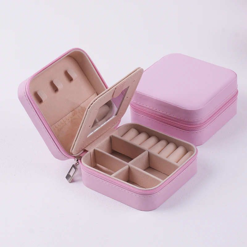 PU Leather Jewelry Mini Storage Box Travel Home Bracelet Earrings Storage Display Case for Women Ring Jewelry Portable Organizer