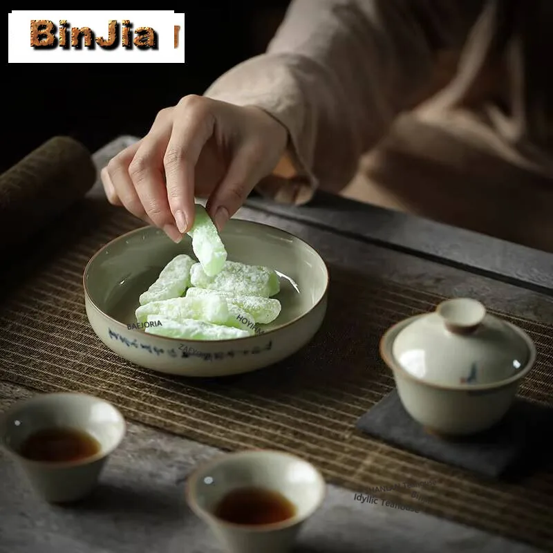100ml Handwritten Poems Prose Gaiwan Zen Grass Wood Ash Tea Tureen Tea Brewing Cover Bowl Brewing Tea Tray Accessories Ornaments