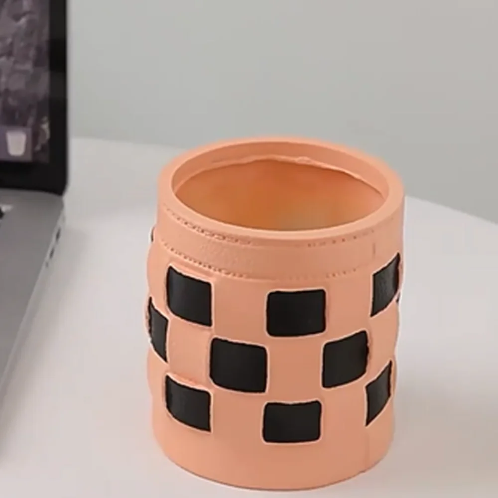 Imitation Leather Chessboard Pen Holder Multifunctional Creative Desktop Storage Box Large Capacity Simple Stationery Storage