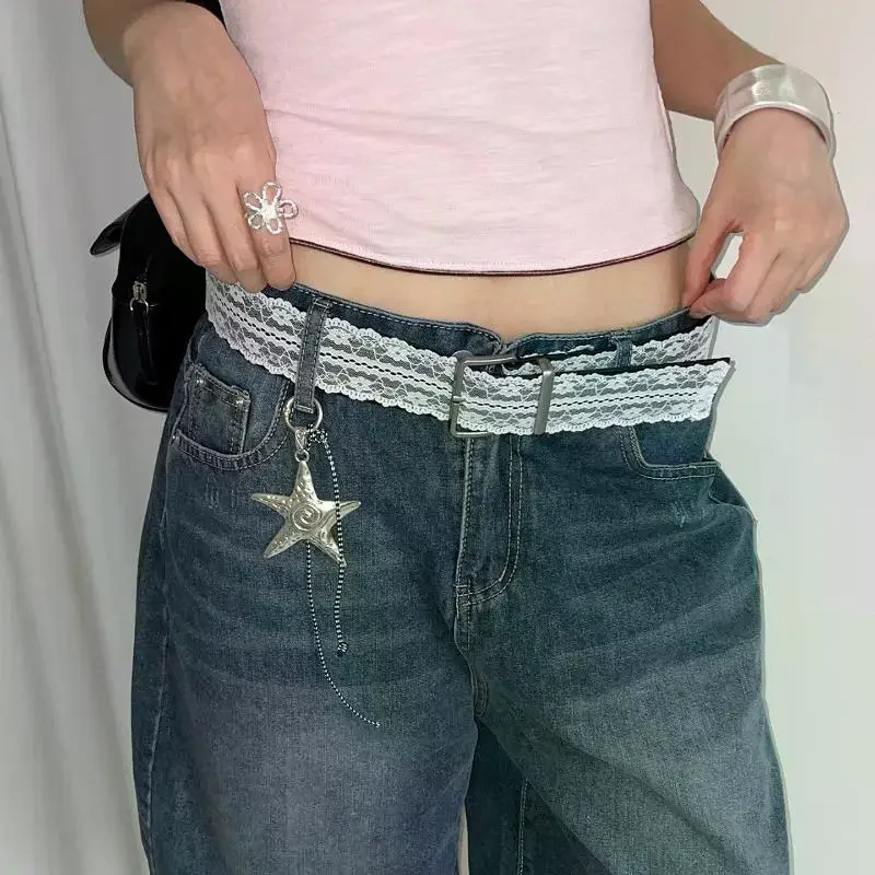 

Элегантный универсальный кружевной ремень с цветочным принтом; Классический белый регулируемый пояс для женщин; Повседневный поясной ремень с модными декоративными подарками