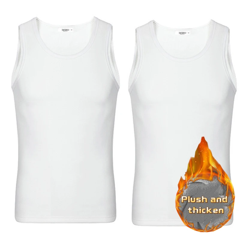 2pcs Men Thermal Underwear Man Sleeveless Vest Autumn WinterThermo Lingerie Men\'s Warm Top Thickening Thermo Vest Undershirt