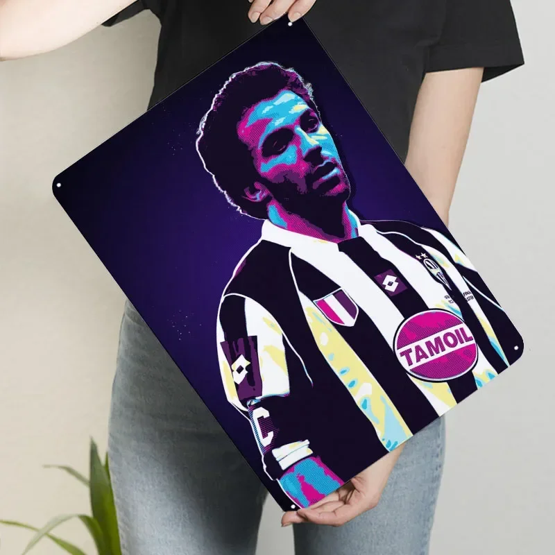 روبرتو باجيو الرياضة الرجعية لاعب كرة القدم ملصق معدني جدار ديكور مخصص معدن القصدير علامات لغرفة الديكور جدار الفن