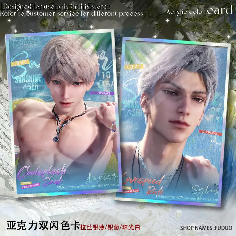 بطاقة توقيع ورقية ملونة مزدوجة فلاش كوسبلاي الحب والمساحة العميقة Xavier Zayne Rafayel Sylus Caleb مجموعة هدية الهالوين