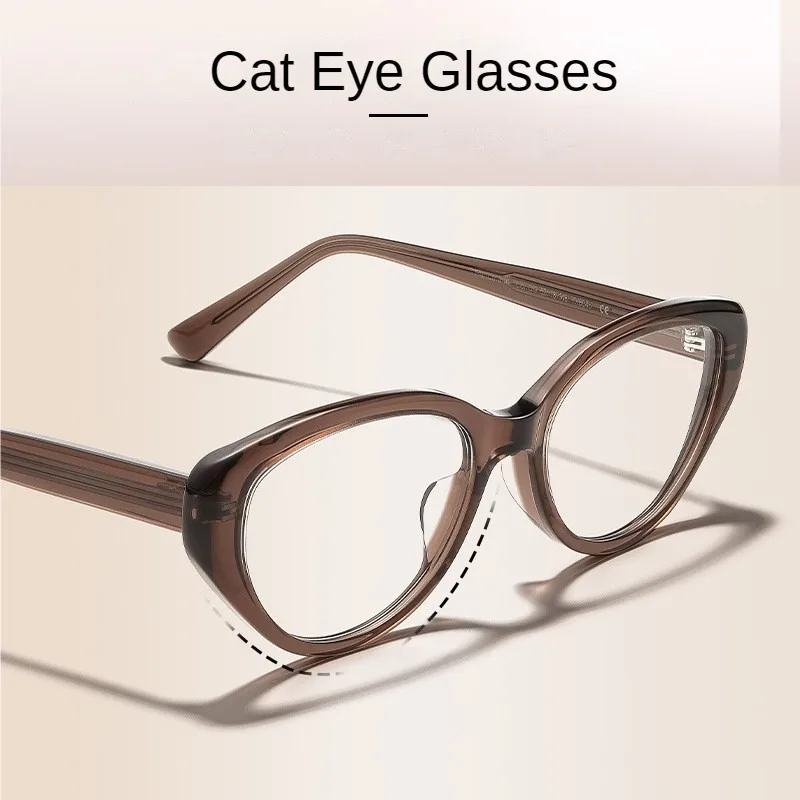 Retro Triangle Cat Eye Prescription Glasses Frame Fashion Ultra Light Acetate Myopia Optical Eyeglasses Men And Women