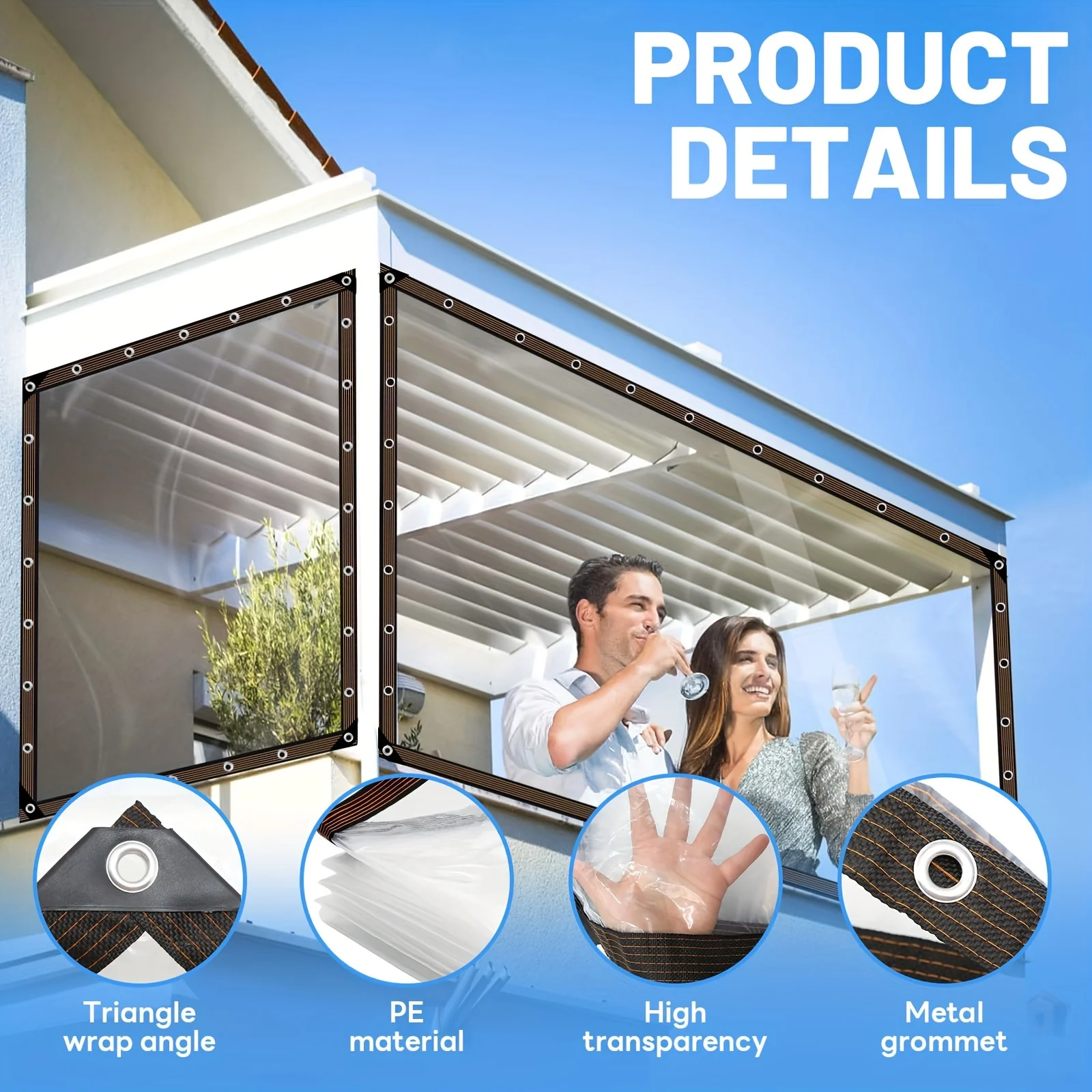 

1 Piece of Anti-Aging Transparent Rainproof Cloth with a Sealing Ring - the Ultimate Solution for Wind and Rain Protection of Co