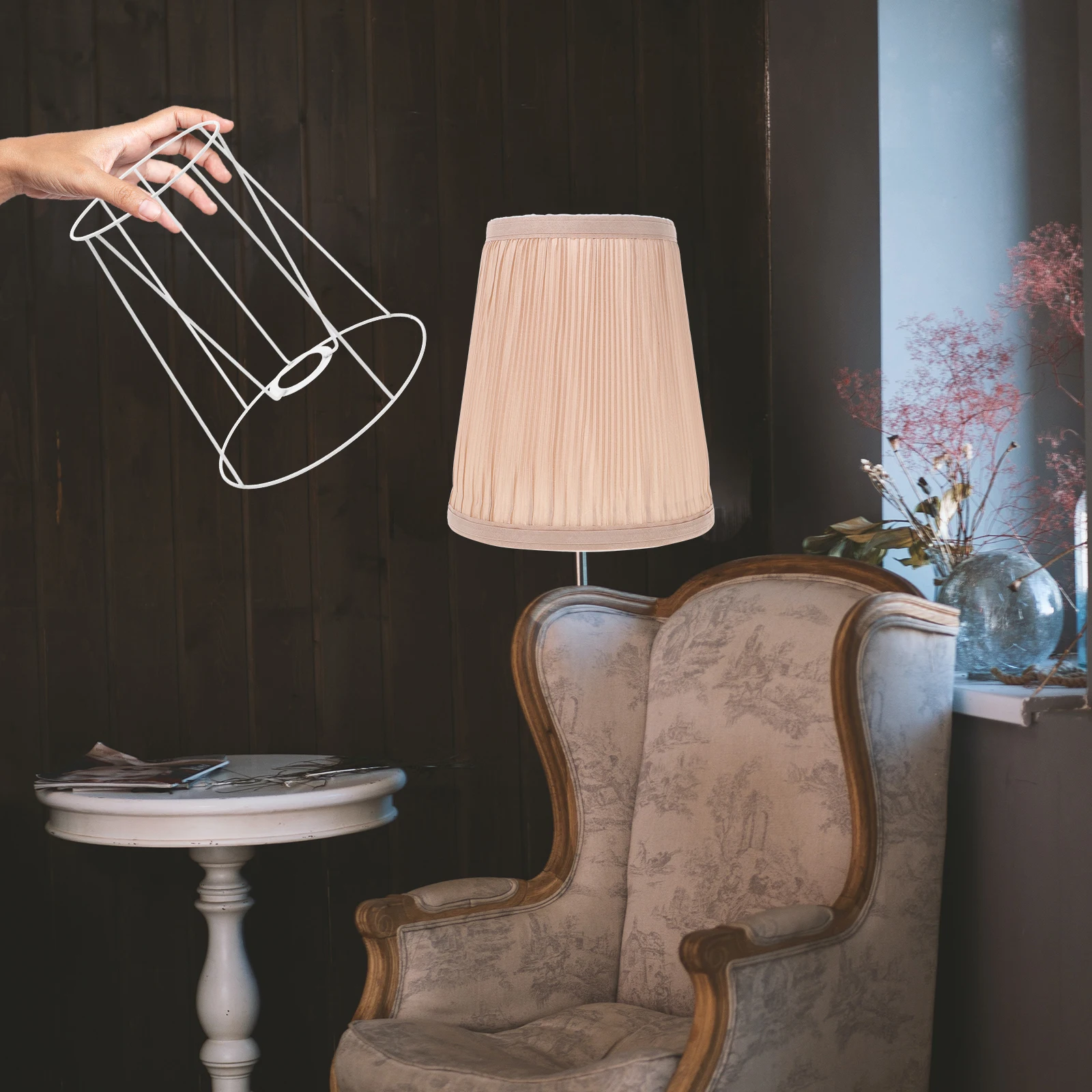 

Sturdy Iron Lampshade Frame Rack Support for Table Desk Lights DIY Metal Shade Holder Durable Decorative Stand Easy Install Home