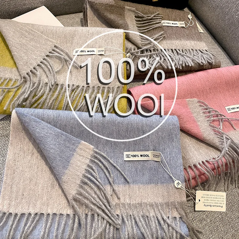 

Luxury Winter 100% Wool Scarf Women 2 Colours Cashmere Handkerchief Warm Pashmina Female Shawl Pareo Soft Bufanda Scarves Stole