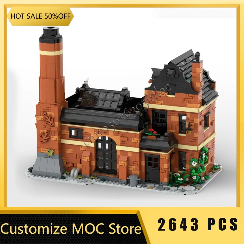 2643 PCS MOC Creative City Street View Modular Glass Factory Model Architecture Building Block Children Brick Toy Christmas Gift
