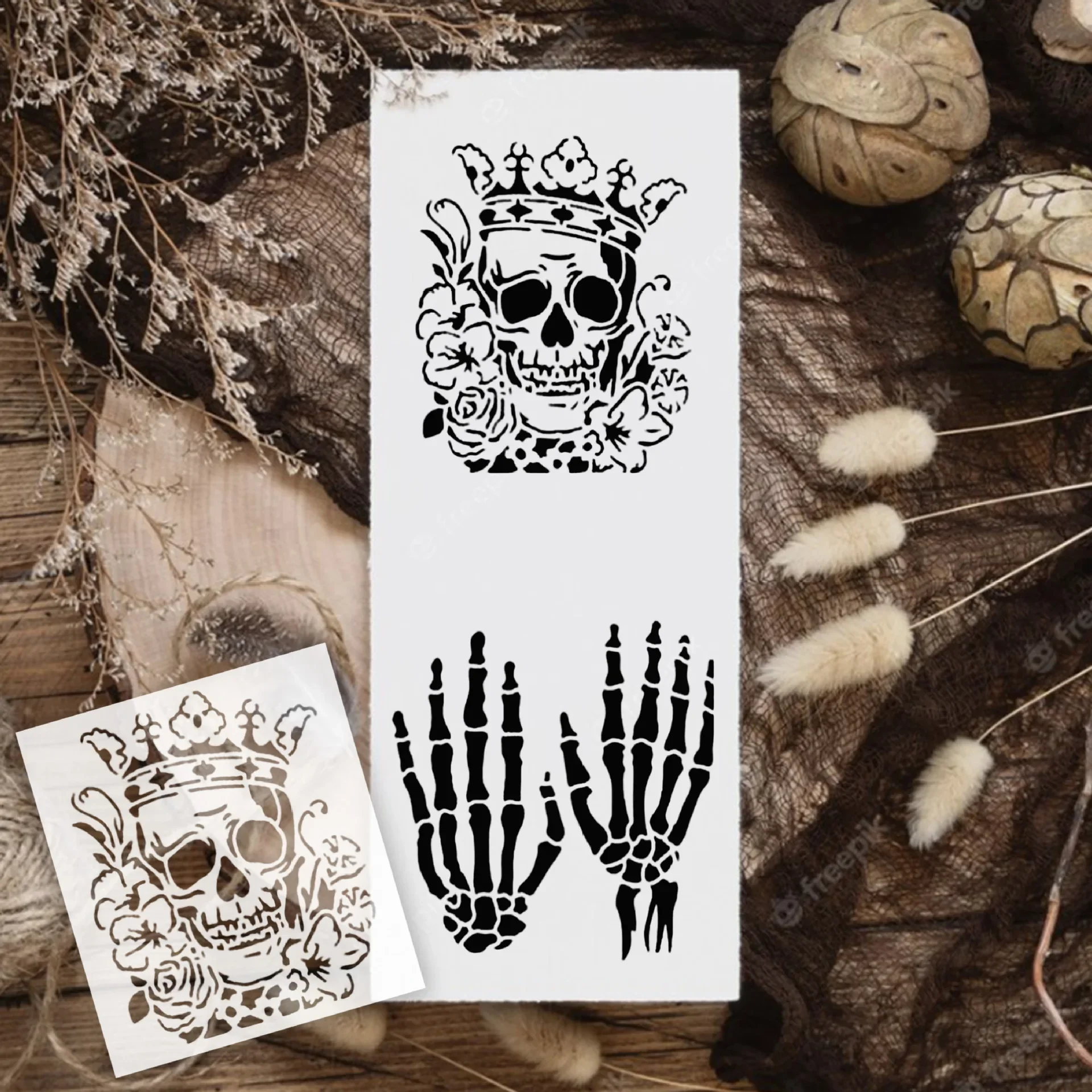 13Pcs/Set Skull Ghost Fire DIY Layering Stencils Painting Scrapbook Coloring Embossing Album Decorative Template