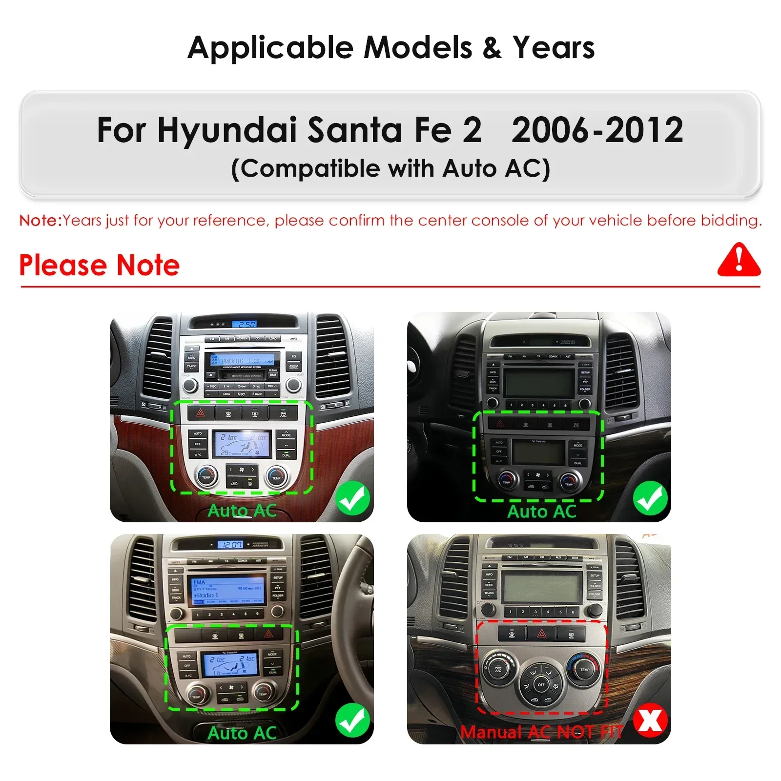 Carplay 4G 9.7'' Tesla Style Screen 2Din Android 13 Car Radio for Hyundai Santa Fe 2 2006-2012 Multimedia Video Player GPS 7862