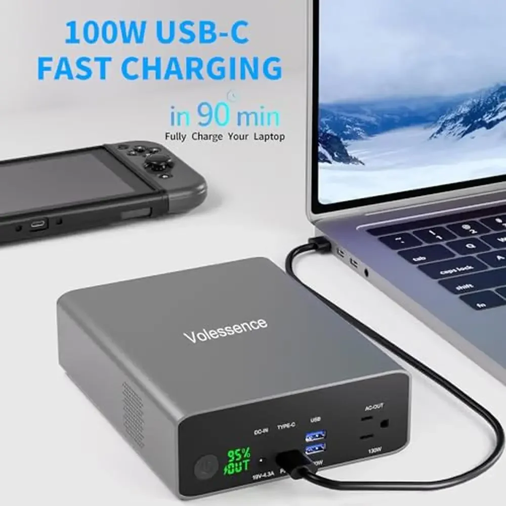 130W Portable Power Bank 80,000mAh Rechargeable Li-Polymer Battery USB-C QC 3.0 Charger