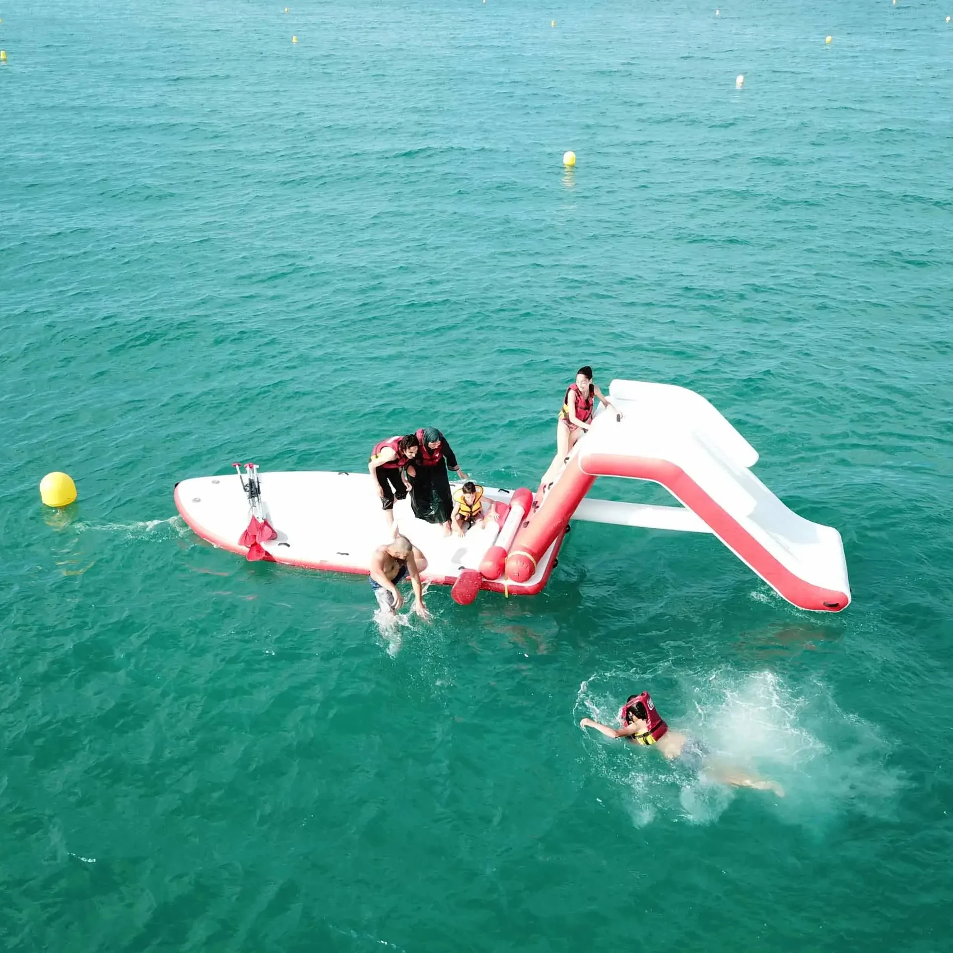 4m PVC Durable Adult kids Yacht Mini Inflatable Waterfall Slide Mini Inflatable Pool Water Slide For Sup Boards Or Platform