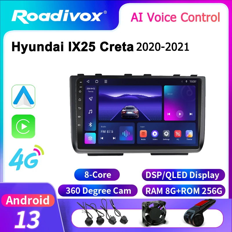 

roadivox Android car radio for Hyundai IX25 Creta 2020 2021 stereo GPS Navigation video Multimedia Player tape recorder carplay