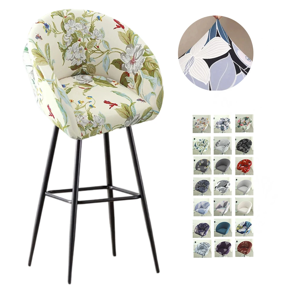 

Dustproof Curved Chair Cover Short Back Printed Arc Armchair Slipcovers Dining Chairs Covers Elastic Natal Pokrowiec Na Krzeslo