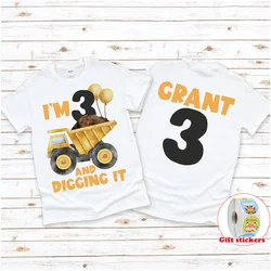 Construction Birthday T Shirt  Boys Birthday Shirt  I'm Three Digging It Birthday Shirt  3rd Birthday Shirt  Dump Truck Birthday