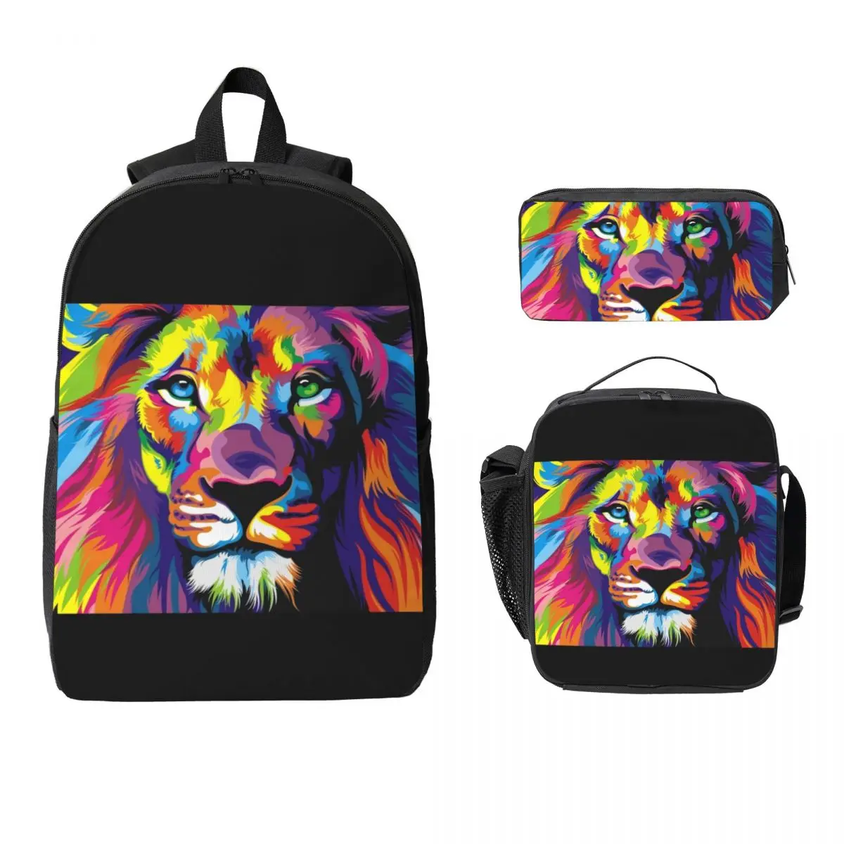 

Banksy Rainbow Lion Graffiti Backpack Boys Girls BookBag School Bag Laptop Shoulder Bags 3ps Insulated Lunch Bag Pencil Case