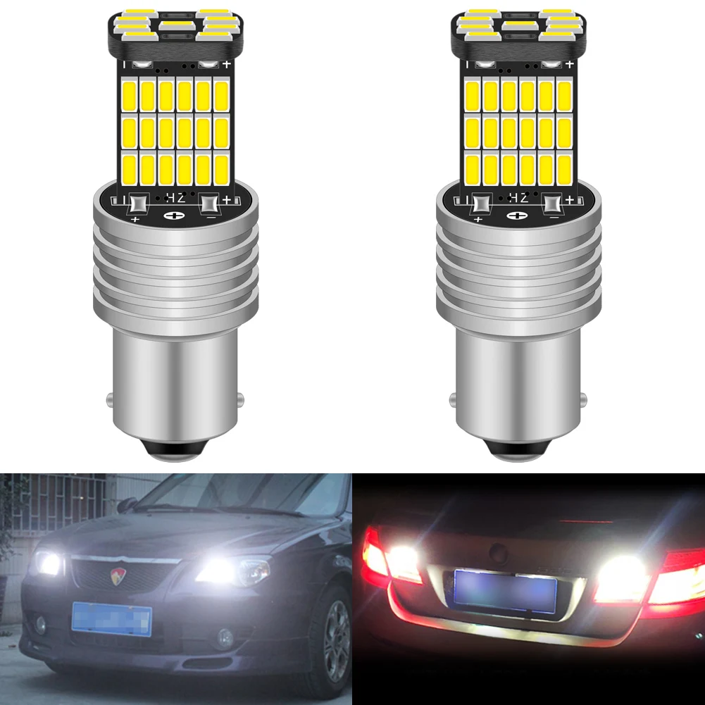 

2pcs 1156 ba15s Led Car Light Bulbs High Power P21W Led Turbo Diode 45 SMD Chips Brake Stop For Seat Leon Mk3 Mk1 1p 1m