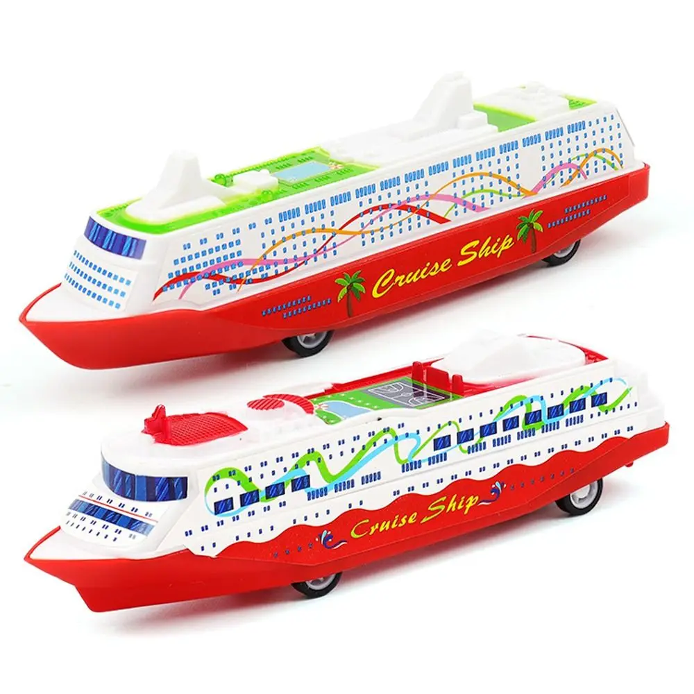 Gliding Sliding Steamship Model Toy Collection Cruise Boat Model Vehicle Simulation Pull Back Ship Children Game