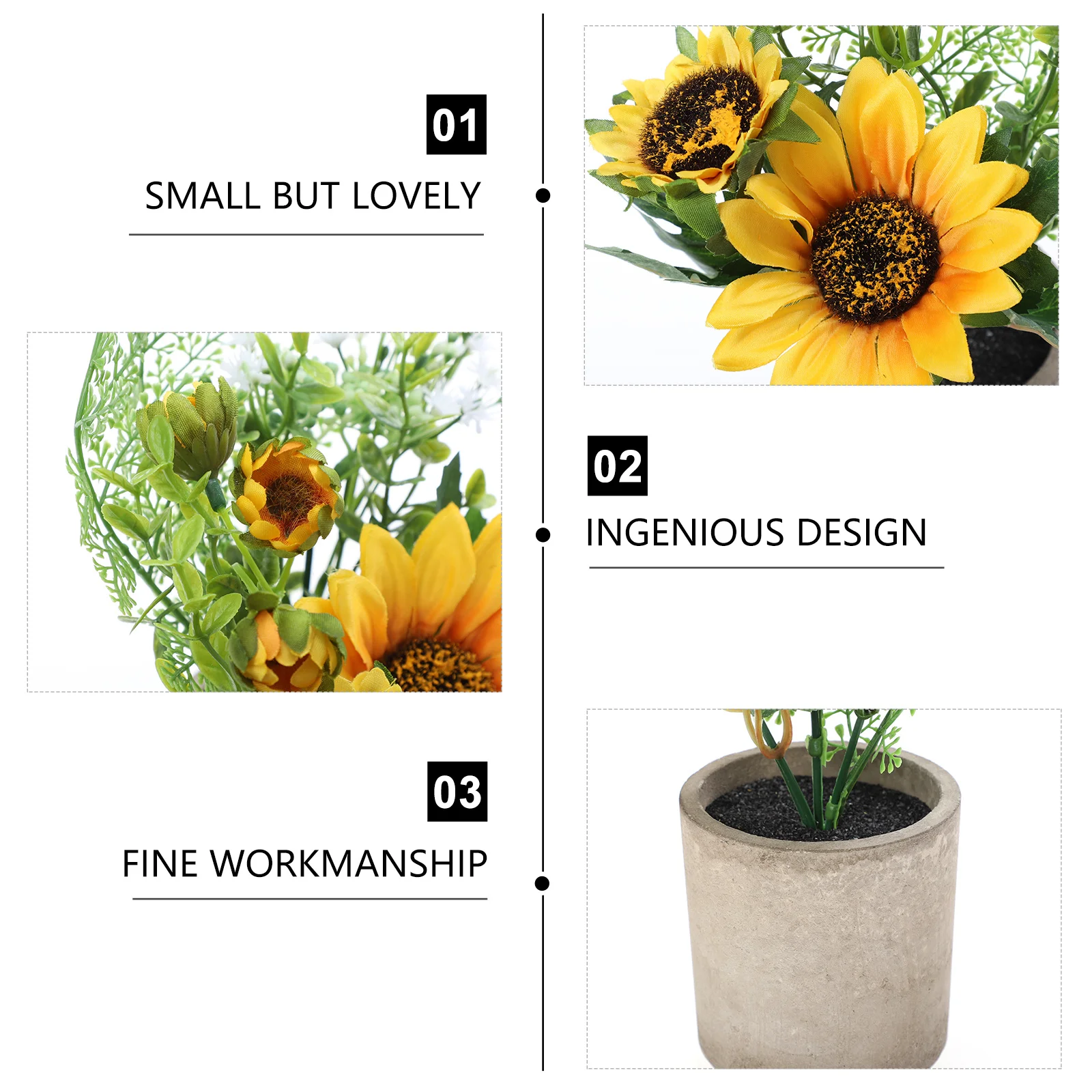 

Artificial Sunflower Bonsai Simulation Potted Plant Home Decor Fake Bonsai Ornament Realistic Sunflower Potted Plant