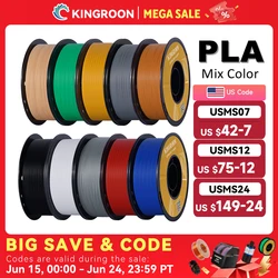 KINGROON PLA Filament 1.75mm 5/10KG pla Plastic For 3D Printer, Standard 1kg/roll 3D Printing Filaments Mix Color Local Shipping