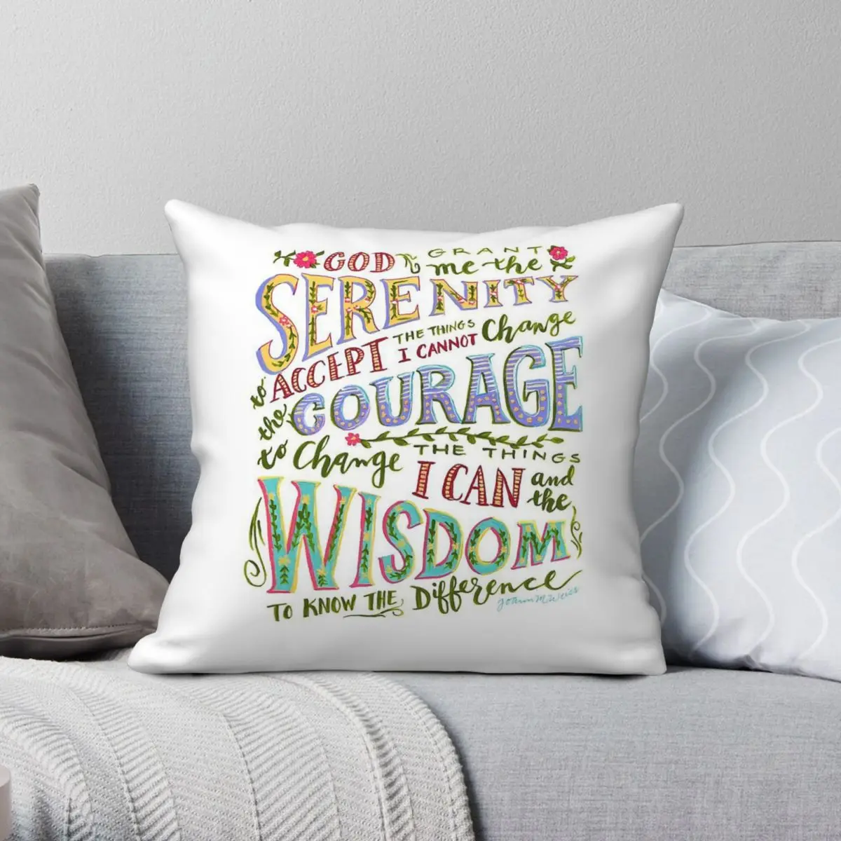 Serenity Prayer Courage Wisdom Pillowcase Polyester Linen Velvet Creative Zip Decor Sofa Seater Cushion Cover 45x45