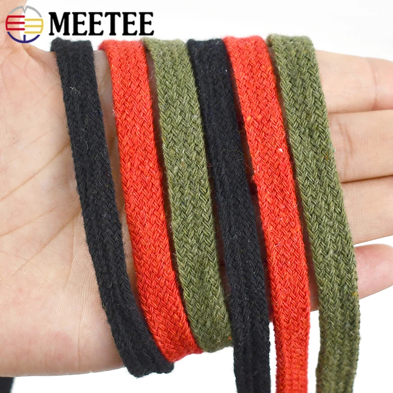 10-30 متر 10 مللي متر حبل القطن الملون شقة جوفاء الحبل السراويل الرياضية الخصر الرباط ديكور رباط الحذاء DIY بها بنفسك الملابس والاكسسوارات #5