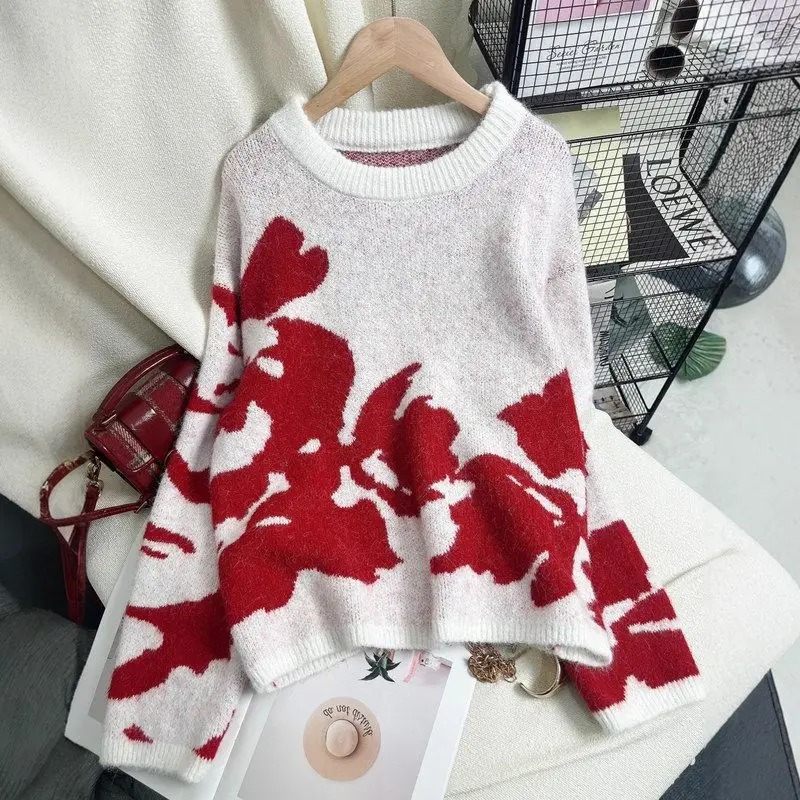 

Cisas Women's Knitted Sweater Cisas Cross-Border Long Sve Overhead Polyester Fiber 80% Other Materials 20% Knitwear
