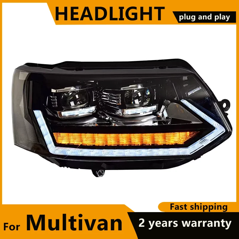 

For Volkswagen Caravelle T5 ALL LED Headlights VW Multivan T5 Dynamic Turn Signal Dual LED lens High Low Beam Headlight Assembly