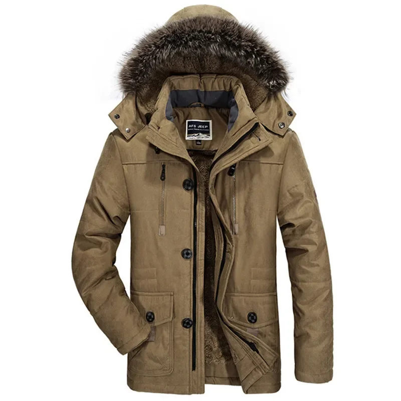 Doudoune à capuche longue et épaisse pour homme, veste de travail couvertes pour homme, parka chaude, multi-poches, combinaison d\'hiver, haute