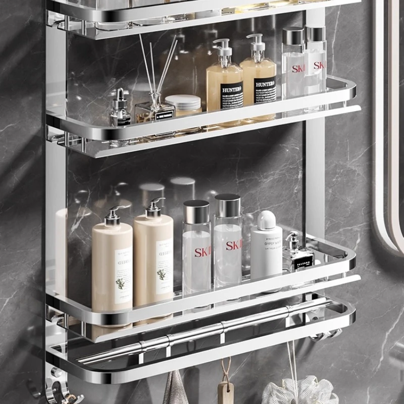 ‌No-Drill Bathroom Shelf, Stainless Steel 3D Organizer, Space-Saving Over-Toilet Rack, Hotel-Style Shower Storage System