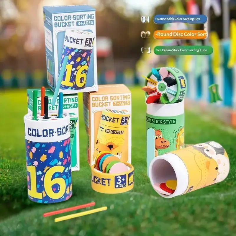 Parent-Child Wooden Matching Game; Learner Toddlers' Color and Shape Bucket; Montessori Method Toy