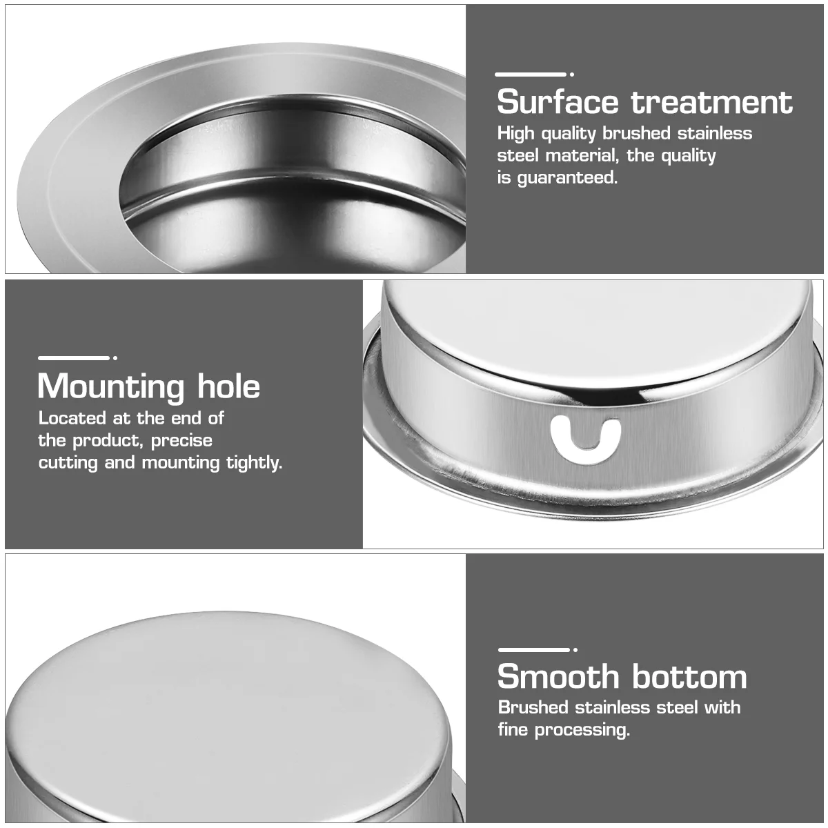 4PCS 35mm Flat Stainless Steel Recessed Flush Pull Finger Insert Sliding Door Handle Drawer