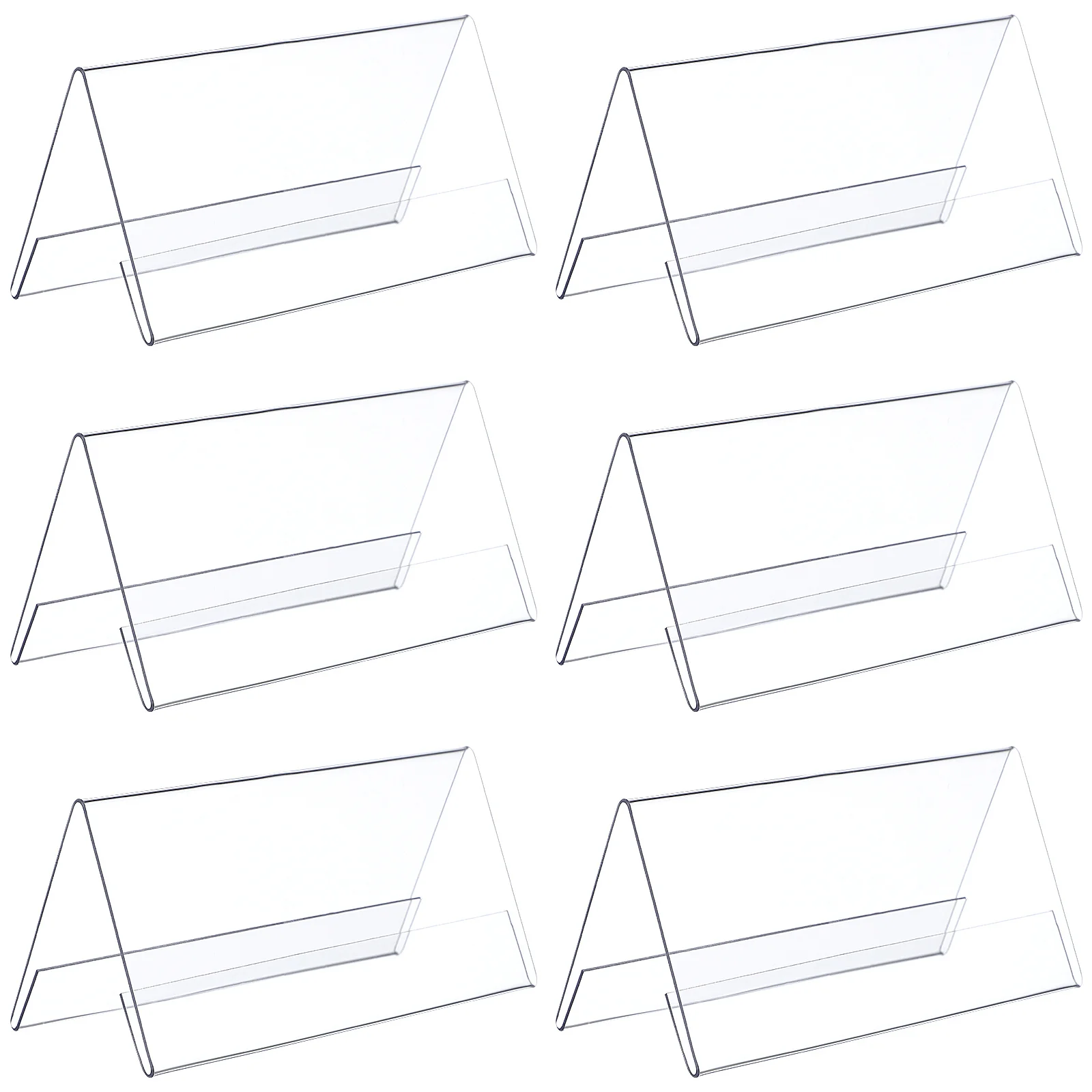 6 قطعة بطاقات مكان الاسم من الأكريليك الشفاف مزدوجة الجوانب منضدية تسجيل أصحاب حفل زفاف مقعد رقم عرض المدرجات قابلة لإعادة الاستخدام فارغة #3