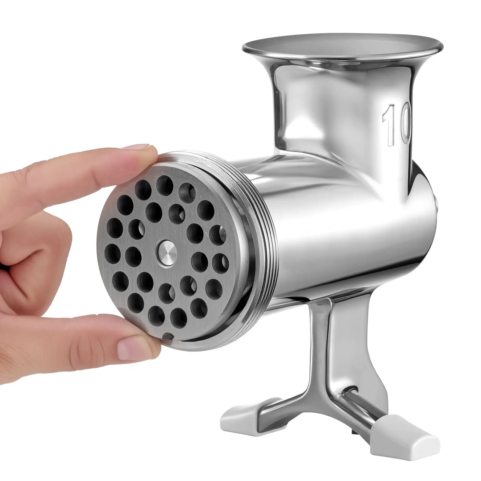 Manual Meat Grinder, 304 Stainless Steel Hand Meat Grinder with Steel Table Clamp, Meat Mincer Sausage Maker with 1 Cutting Blad