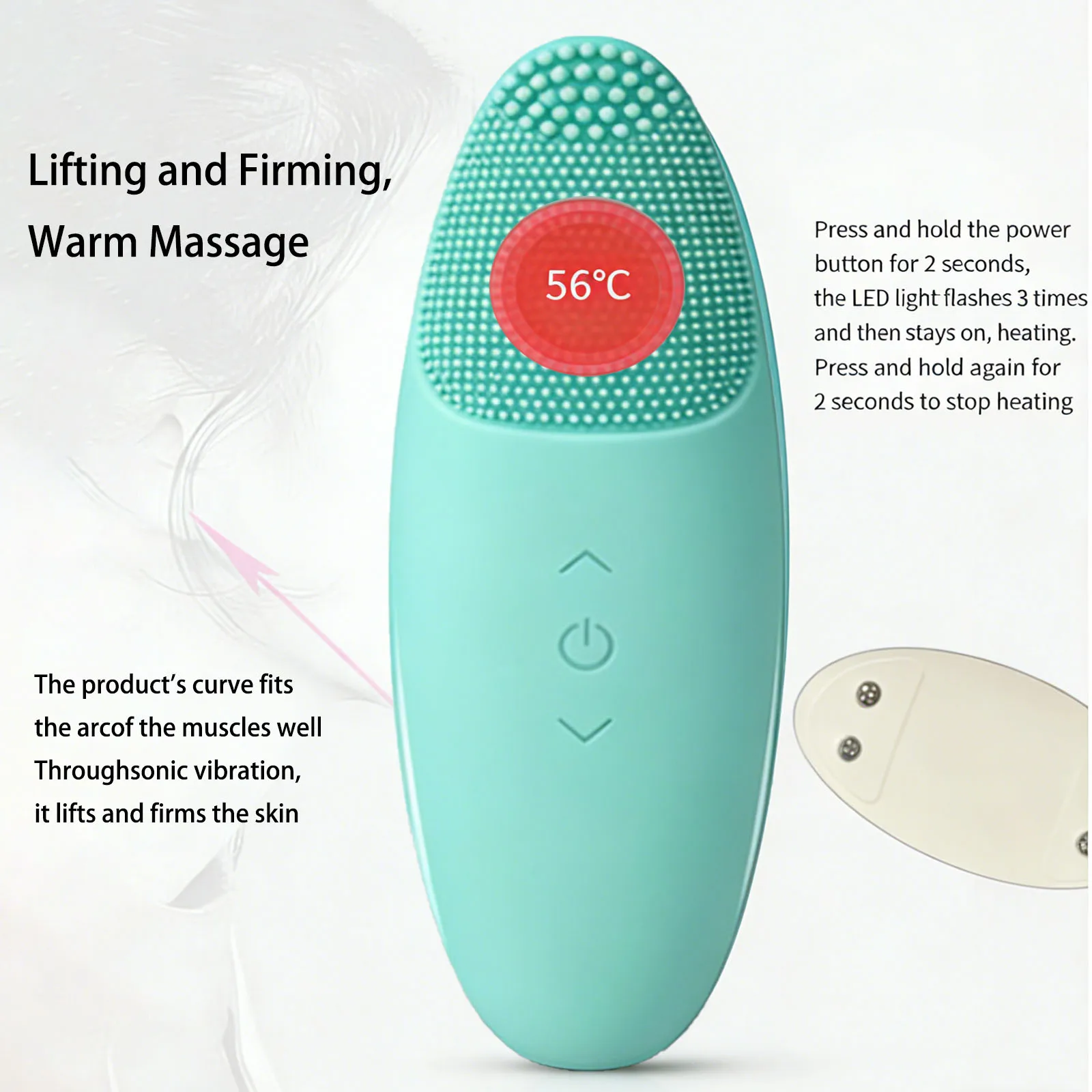 YUNCHI Verwarmingsreiniger Elektrisch Sonic Gezichtsreiniging Zorgapparaat Oplaadbare Peeling Vibrerende Massager IPX7 Waterdicht