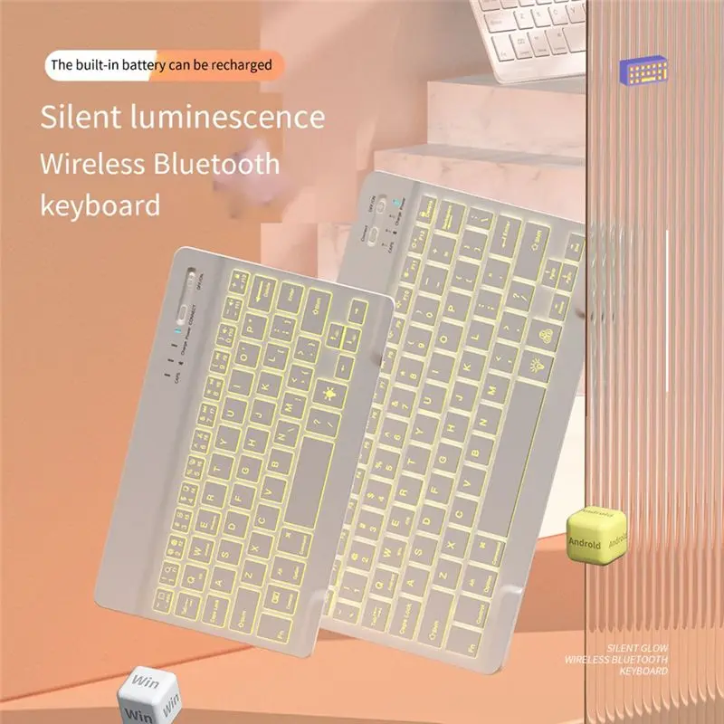Top Deals 10Inch Backlit Keyboard Bluetooth Protable Mini Mute Keyboard For Cell Phones Tablets And Laptops Wireless Keyboard